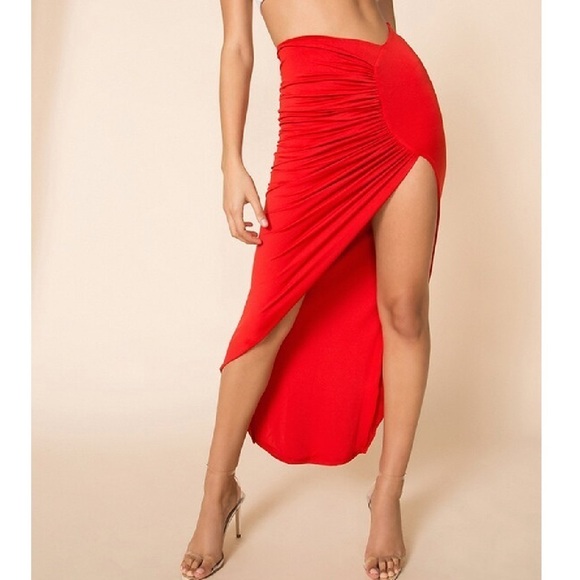 NWT Superdown Red Candace Slinky Maxi Skirt - Picture 1 of 10